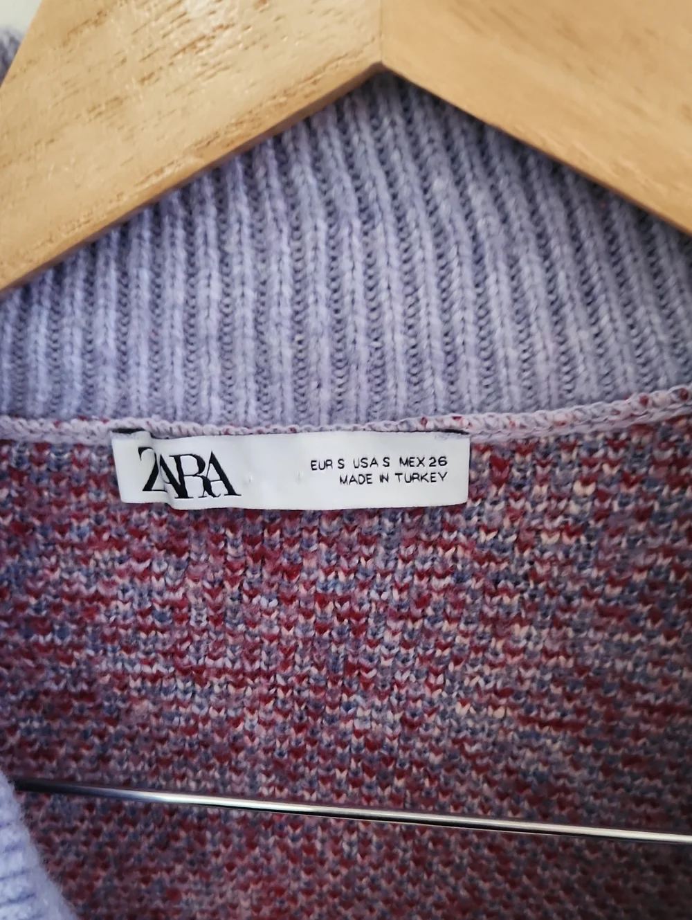 Zara Jacquard Plaid Flora Multi-Pattern Knit Button Cardigan Purple Small - Picture 3 of 6